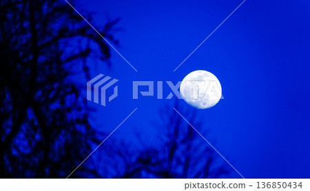 Moonscape floating in the night sky 136850434