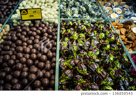 Tel Aviv, Israel, January 5, 2026 Daily life and morning bustle at the Carmel Market (Shuk HaCarmel 136850543