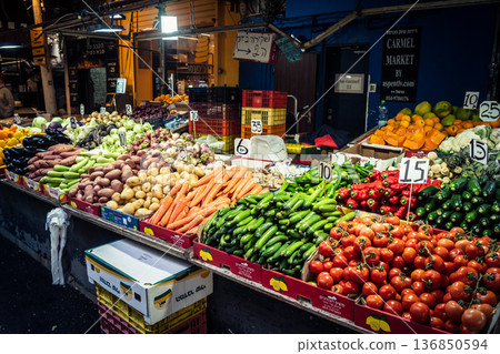 Tel Aviv, Israel, January 5, 2026 Daily life and morning bustle at the Carmel Market (Shuk HaCarmel Tel Aviv, Israel, January 5, 2026 Daily life and morning bustle at the Carmel Market (Shuk HaCarmel 136850594