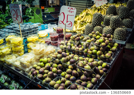 Tel Aviv, Israel, January 5, 2026 Daily life and morning bustle at the Carmel Market, Shuk HaCarmel Tel Aviv, Israel, January 5, 2026 Daily life and morning bustle at the Carmel Market, Shuk HaCarmel 136850669