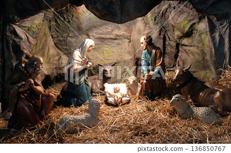 Nativity Scene, Christmas creches in the Basilica of the Sacred Heart in Zagreb Nativity Scene, Christmas creches in the Basilica of the Sacred Heart in Zagreb 136850767
