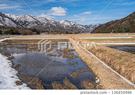 滋賀縣高島市牧野町早春鄉村景色 136850996