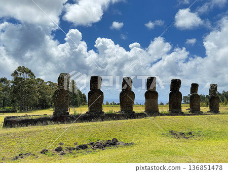 Ahu Akivi, Seven Moai Statues Facing the Sea, Easter Island, November 2025 136851478