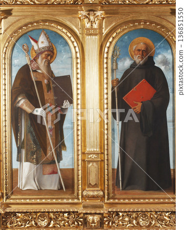 Giovanni Bellini: Saint Benedict and Saint Augustine Giovanni Bellini: Saint Benedict and Saint Augustine 136851550