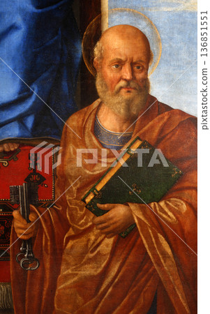 Girolamo da Santa Croce: Saint Peter the Apostle, Altarpiece in Church of the Assumption of the Blessed Virgin Mary in Vis, Croatia Girolamo da Santa Croce: Saint Peter the Apostle, Altarpiece in Church of the Assumption of the Blessed Virgin Mary in Vis, Croatia 136851551