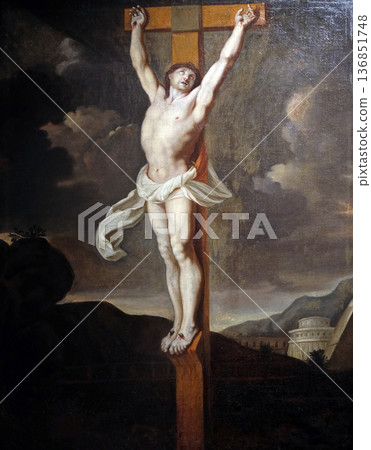 Crucifixion, French school, folower of Charles le Brun, oil on canvas, 17 century, the Passion in Art from Mimara Museum in Zagreb, Croatia Crucifixion, French school, folower of Charles le Brun, oil on canvas, 17 century, the Passion in Art from Mimara Museum in Zagreb, Croatia 136851748
