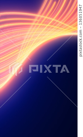Glowing orange light trails sweeping over dark blue space, dynamic abstract motion wave background Glowing orange light trails sweeping over dark blue space, dynamic abstract motion wave background 136851947
