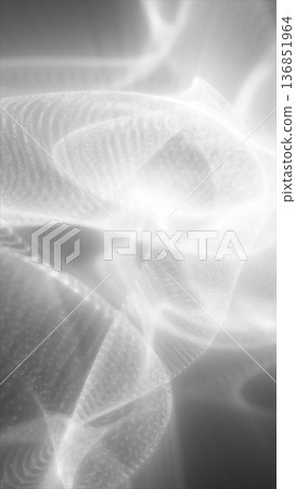 Soft glowing white abstract forms with translucent texture and airy high-key light, minimal futuristic background 136851964