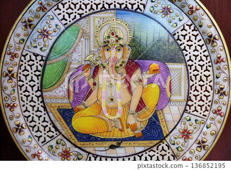 Traditional colorful marble tabletops for sale in Agra, Uttar Pradesh, India Traditional colorful marble tabletops for sale in Agra, Uttar Pradesh, India 136852195