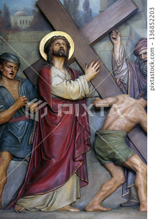 2nd Stations of the Cross, Jesus is given his cross, Basilica of the Sacred Heart of Jesus in Zagreb, Croatia 136852203