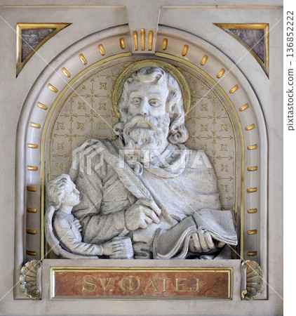 Saint Matthew, pulpit in the Basilica of the Sacred Heart of Jesus in Zagreb, Croatia Saint Matthew, pulpit in the Basilica of the Sacred Heart of Jesus in Zagreb, Croatia 136852222