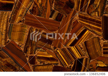 Tigers Eye Golden exclusive semi-precious stone texture, perfect background as part of your interior art work. 136852406