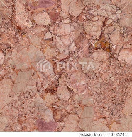 Gentle pink marble texture with big cracks. Seamless square background, tile ready. 136852421