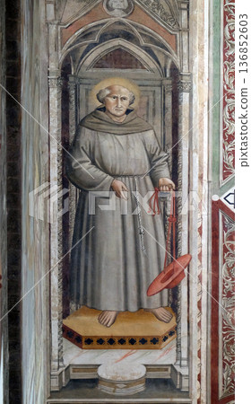 Saint, fresco in Basilica of Santa Croce (Basilica of the Holy Cross) in Florence, Italy Saint, fresco in Basilica of Santa Croce (Basilica of the Holy Cross) in Florence, Italy 136852603