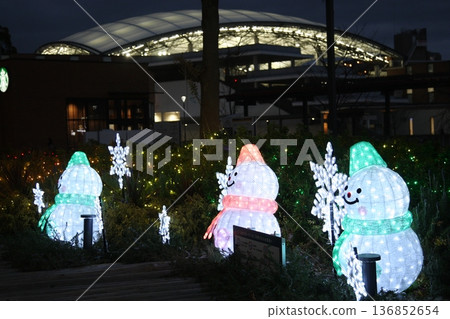 Winter illuminations near Koshien Stadium Station Square Winter illuminations near Koshien Stadium Station Square 136852654
