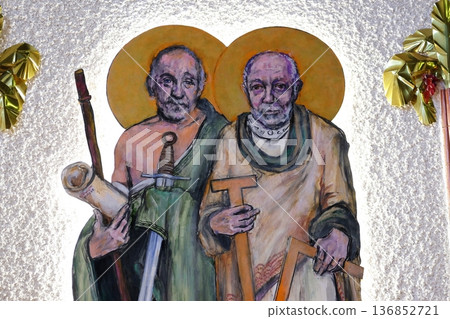 St. James the Less and St. Thomas on tha altar of the church of Saint Blaise in Zagreb, Croatia 136852721