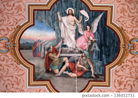 Resurrection of Jesus, fresco in the church of Saint Matthew in Stitar, Croatia 136852731