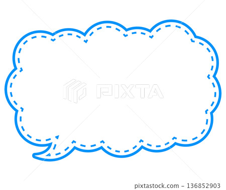 Simple colored line speech bubble, elongated cloud shape Simple colored line speech bubble, elongated cloud shape 136852903