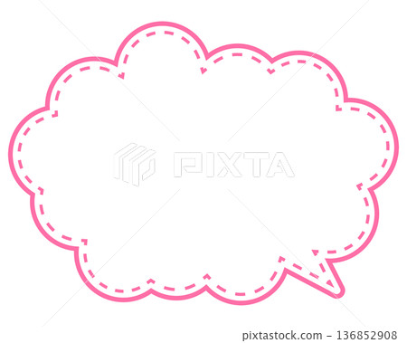 Simple colored line speech bubble with rounded cloud shape 136852908