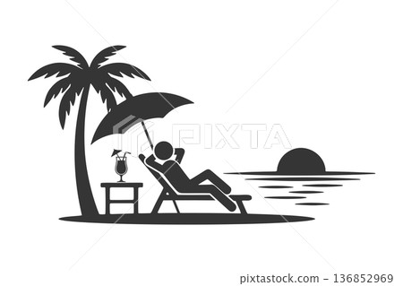 度假者的剪影圖標 136852969