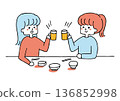 Two young women toasting with beer 136852998