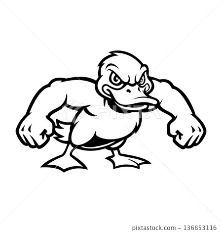 Line Muscle Duck Illustration Character Vector Logo Template Line Muscle Duck Illustration Character Vector Logo Template 136853116