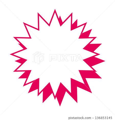 Simple colored line speech bubble with jagged shape Simple colored line speech bubble with jagged shape 136853145