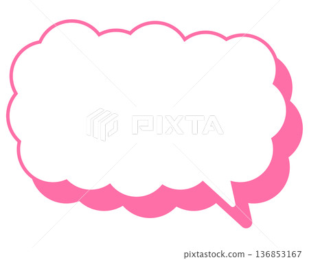 Simple colored line speech bubble, elongated cloud shape 136853167