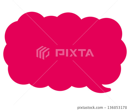 Simple color speech bubble, elongated cloud shape Simple color speech bubble, elongated cloud shape 136853178