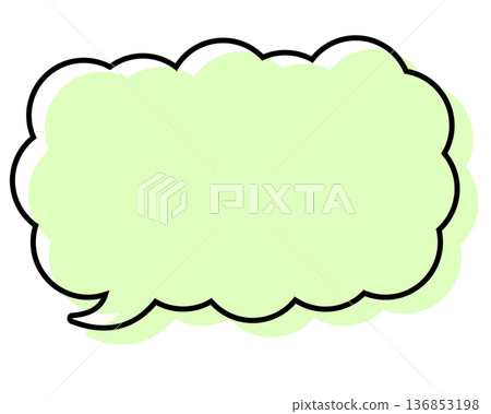 A simple speech bubble with misaligned lines, a long, thin cloud shape A simple speech bubble with misaligned lines, a long, thin cloud shape 136853198