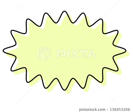 A simple speech bubble with misaligned lines, a long, rounded, jagged shape A simple speech bubble with misaligned lines, a long, rounded, jagged shape 136853208