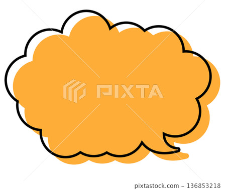 A simple speech bubble with misaligned lines and a rounded cloud shape A simple speech bubble with misaligned lines and a rounded cloud shape 136853218