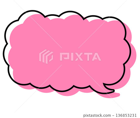 A simple speech bubble with misaligned lines, a long, thin cloud shape A simple speech bubble with misaligned lines, a long, thin cloud shape 136853231