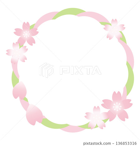 Cherry blossom round frame 136853316