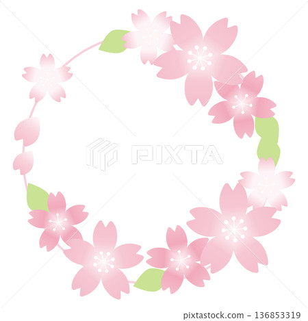 可愛的櫻花圓形相框材質 136853319
