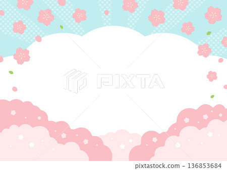 Cherry blossoms and spring blue sky background 136853684