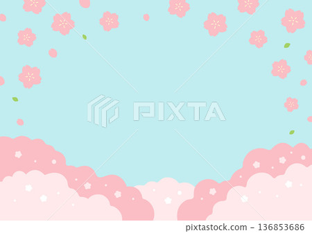 Cherry blossom and blue sky frame background Cherry blossom and blue sky frame background 136853686