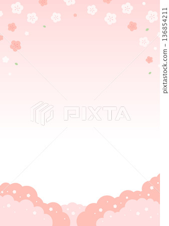 可愛的櫻花背景，粉紅豎版背景 136854211