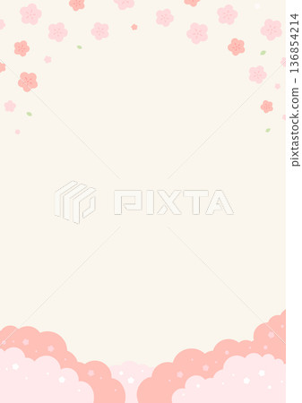 Cute cherry blossom background, beige vertical background Cute cherry blossom background, beige vertical background 136854214