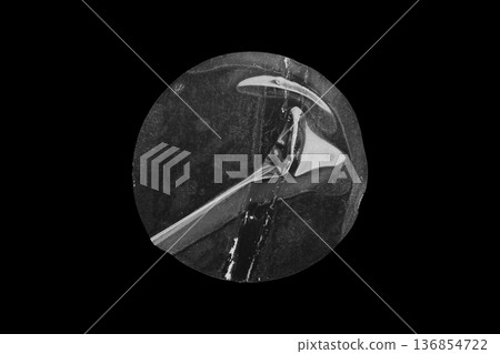 transparent adhesive round plastic sticker label isolated on black background transparent adhesive round plastic sticker label isolated on black background 136854722