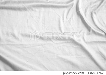Abstract white wrinkled bedding sheet fabric texture background Abstract white wrinkled bedding sheet fabric texture background 136854767