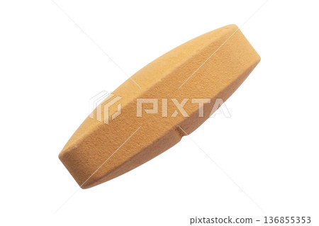 Orange vitamin pill tablet isolated on white background 136855353