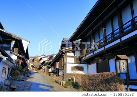 [Gifu Prefecture] Magome-juku townscape on a clear day 136856158