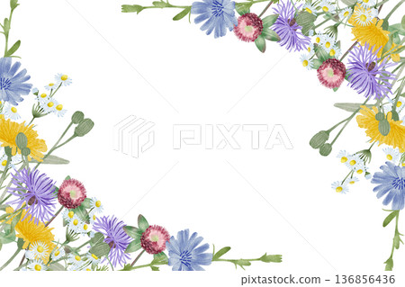 Wild meadow flower frame for card 136856436