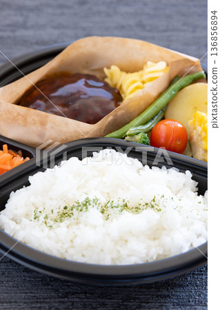 Delicious hamburger bento with vegetables 136856894
