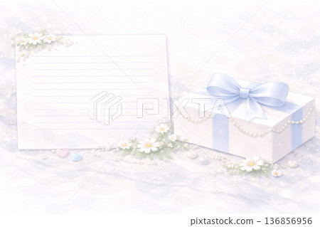 白色情人節系列：信紙和禮物橫向背景資料 136856956