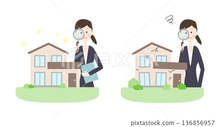 一名身穿西裝的女子正在查看房屋 136856957