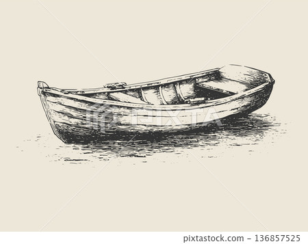 Rowboat Vintage Engraving Nautical Marine Boat Vector Illustration 136857525