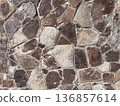 Natural Stone Wall Texture Irregular Rock Masonry Brown Gray Cobblestone Surface Background Photo 136857614
