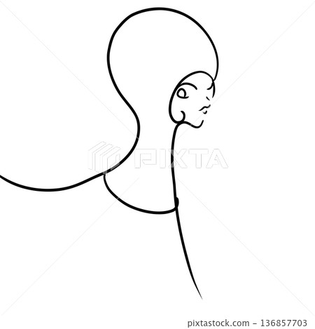 Line drawing illustration of a girl Line drawing illustration of a girl 136857703